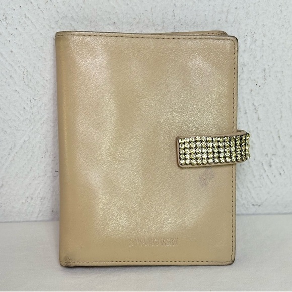 Swarovski Handbags - SWAROVSKI Rhinestone Leather Wallet *minor flaws*